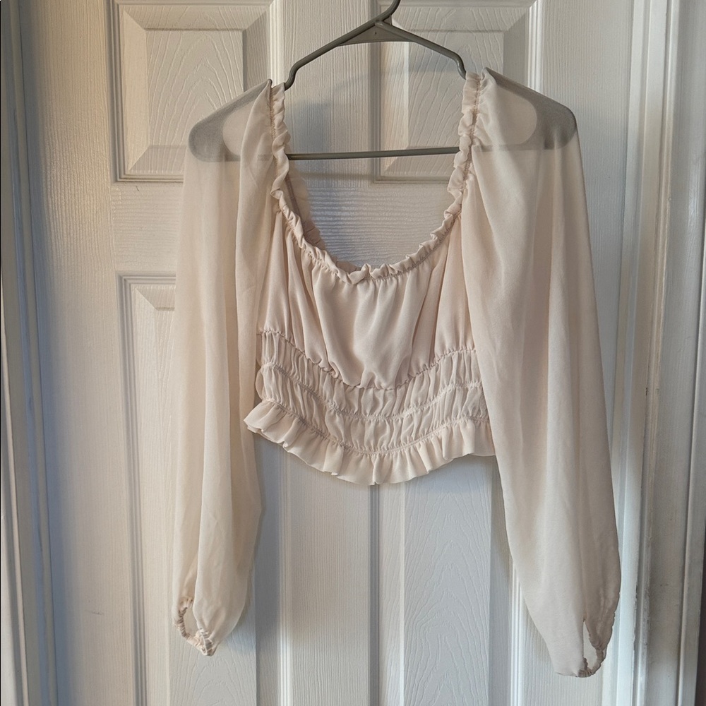 Forever 21 Cream Ruched Blouse
